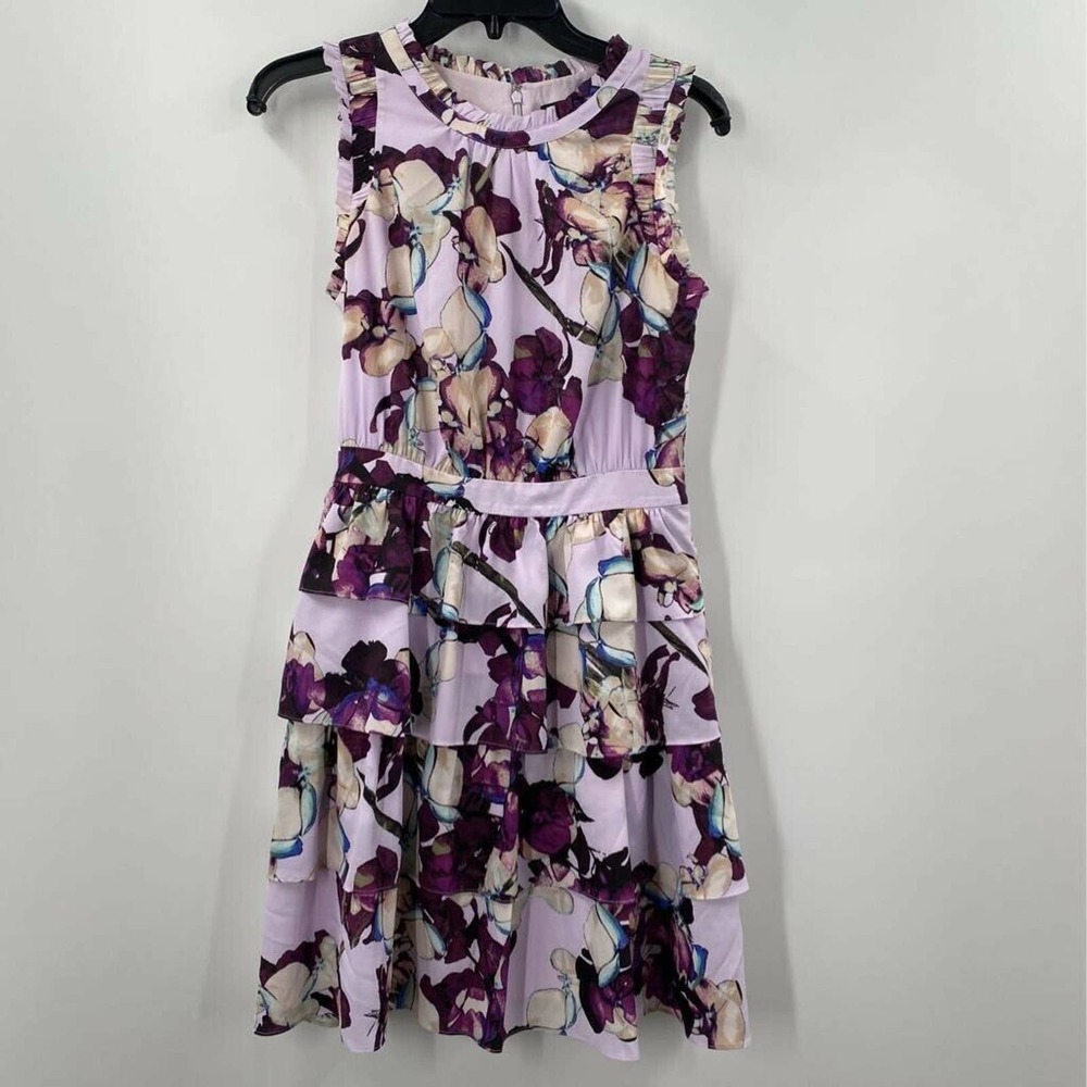 Banana Republic Floral Lilac Andre A Line Dress